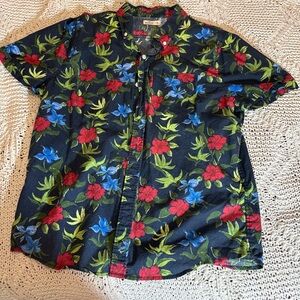 Hollister Red and Blue Casual Button Down Shirt